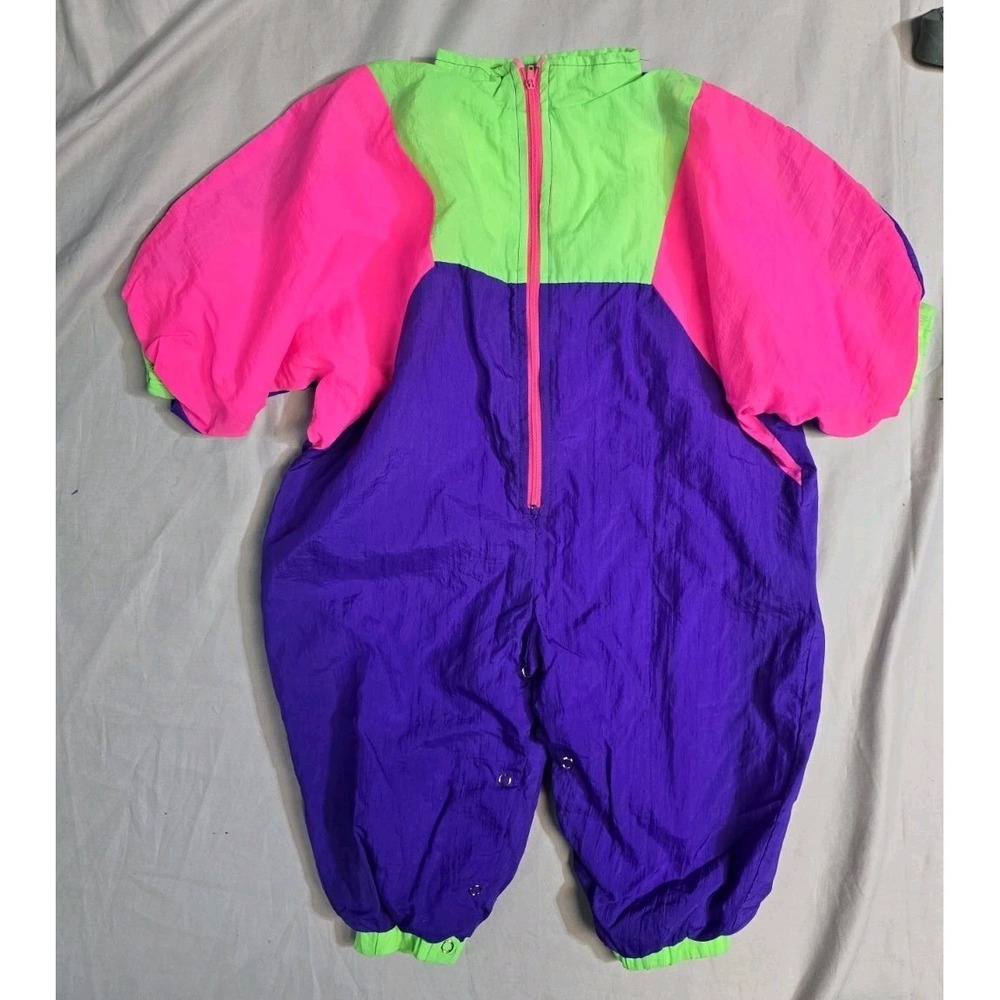 Vintage Lightning‎ Bug Nylon One Piece Jacket  24 Months Girls 90's Colorblock